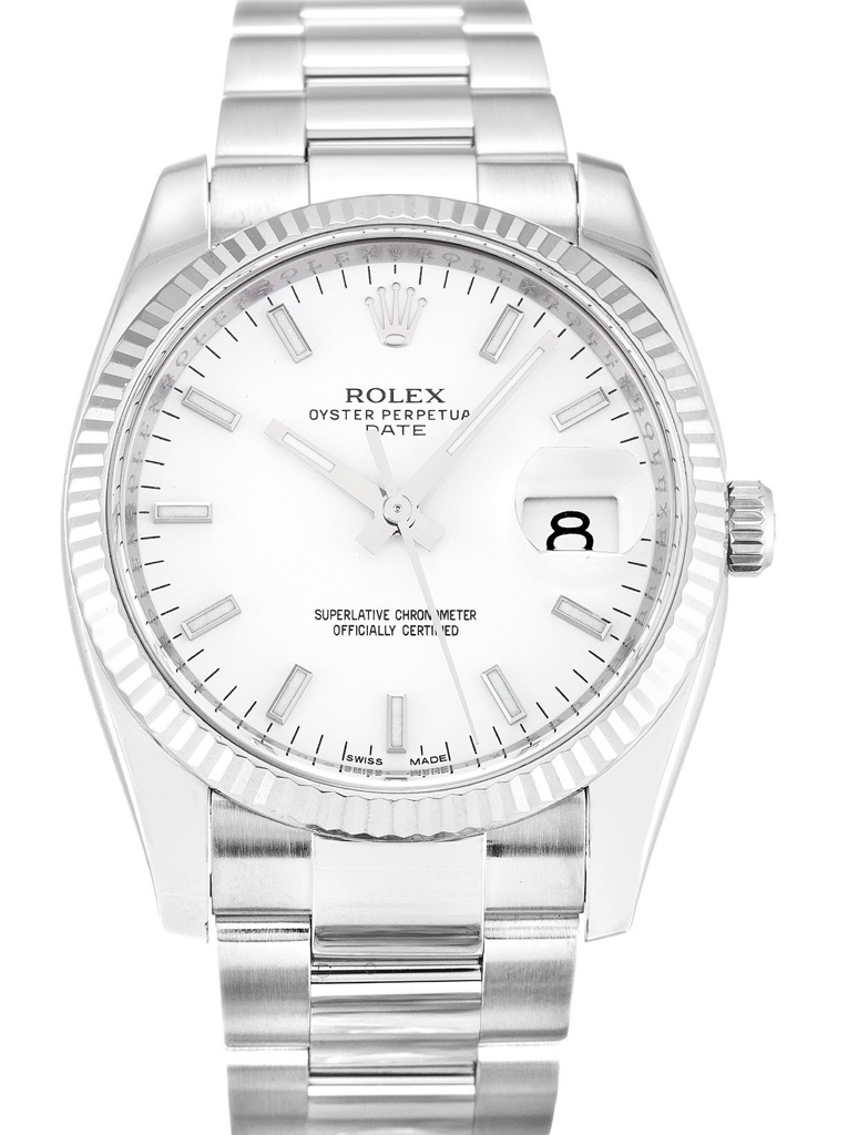 Oyster Perpetual Date White Dial 115234