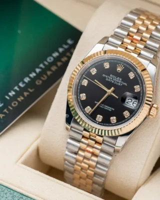 Datejust Black Dial Diamond Numerals Jubilee Bracelet Two Toned
