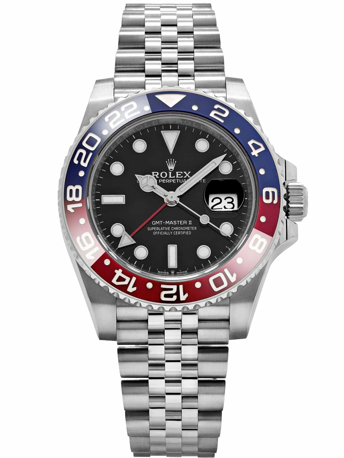 gmt-master-ii-126710blro-pepsi-stainless-steel-black-dial-jubilee