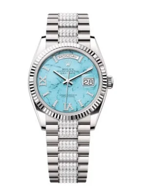 Superclone Day-Date Turquoise Dial 128239 Diamond-set