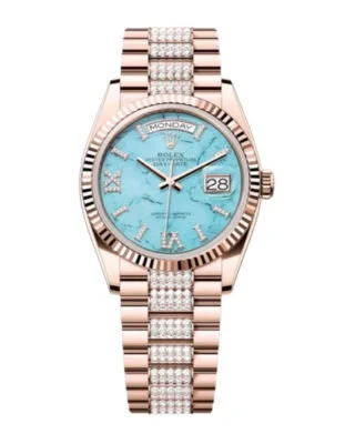 Superclone Day-Date Turquoise Dial 128235 Diamond-set