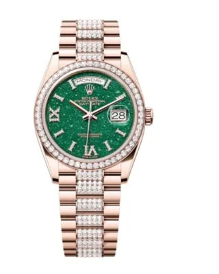 Superclone Day-Date Green Dial 128345RBR Diamond-set