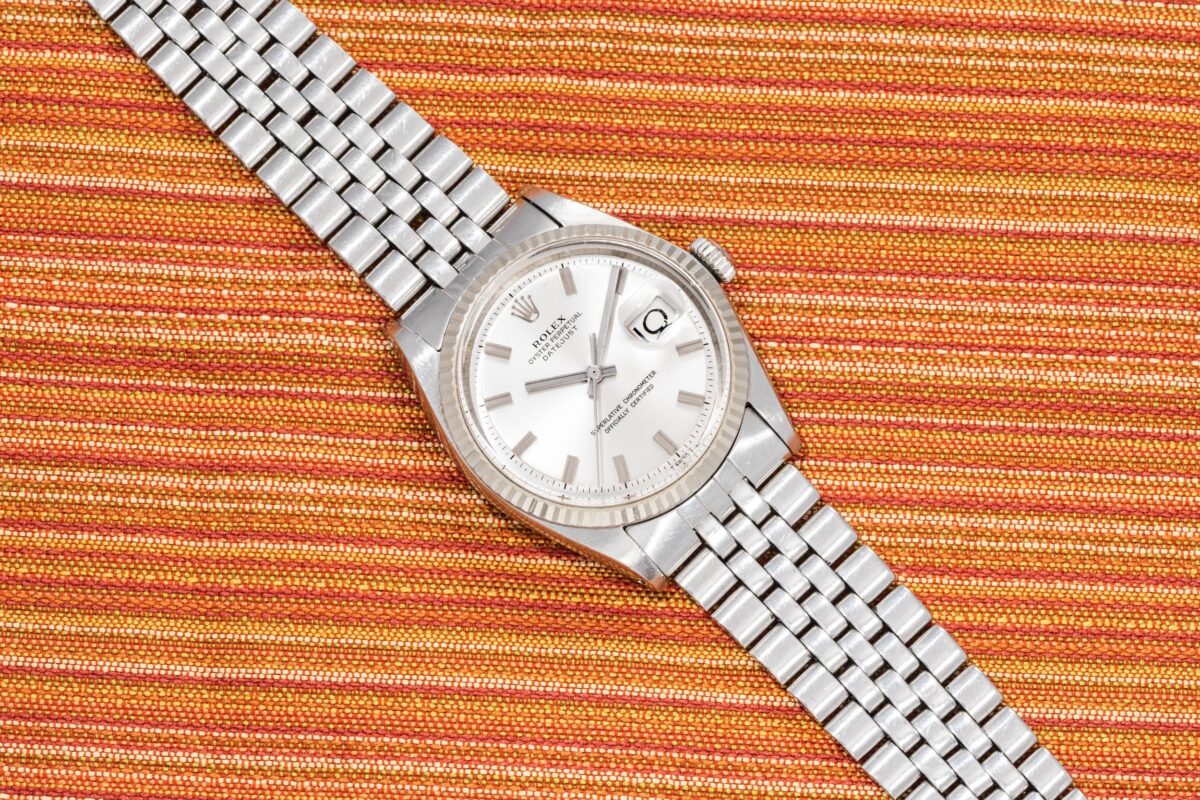 Vintage Rolex Datejust Wide Boy reference 1601 silver dial two-tone 36mm