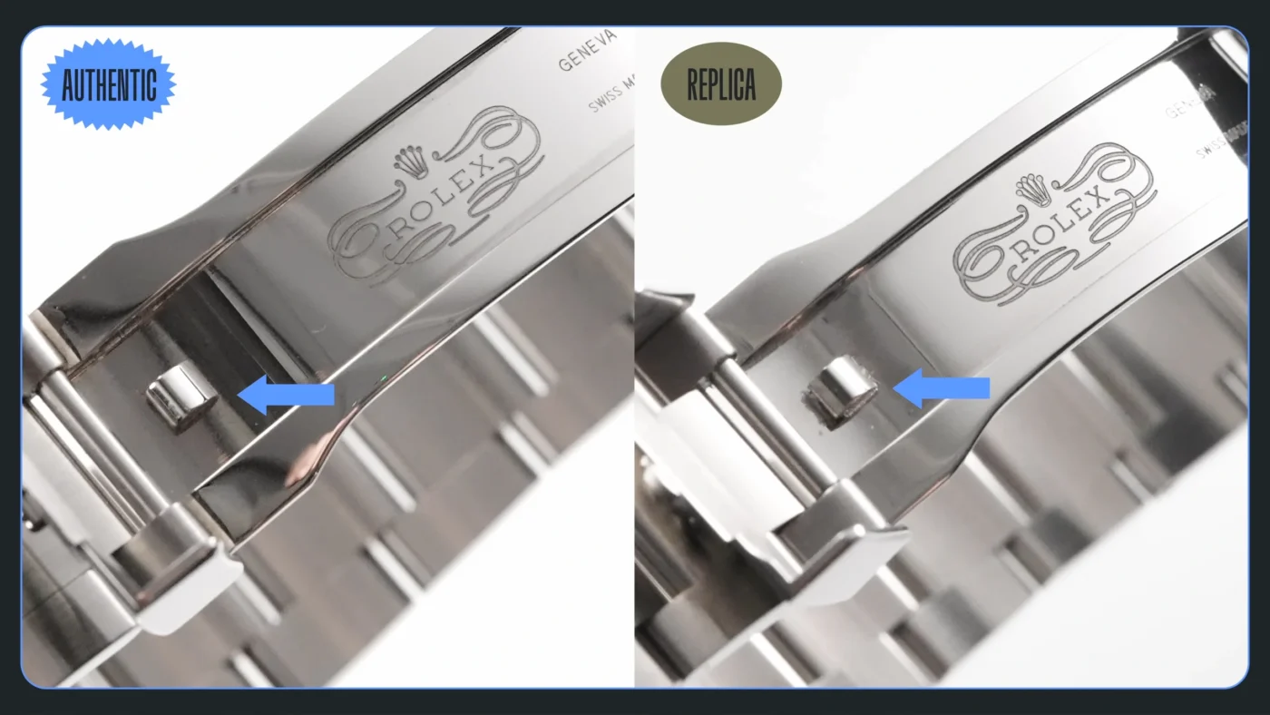 Rolex Submariner clasp hook spot welding detail authentication check