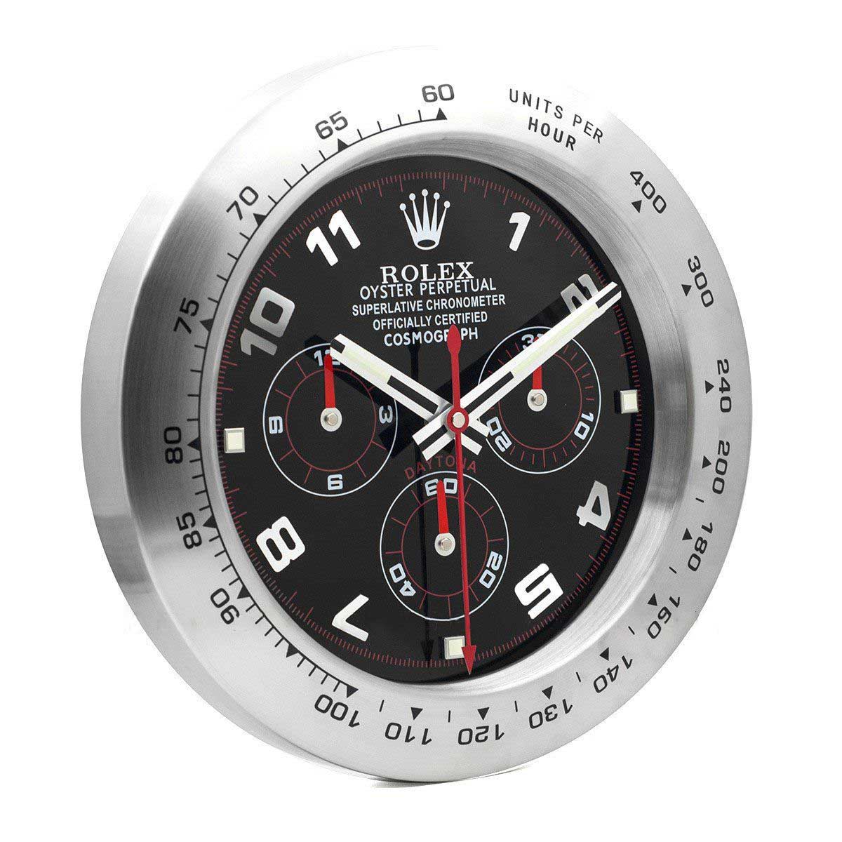 WALL CLOCK – DAYTONA BLACK/SILVER