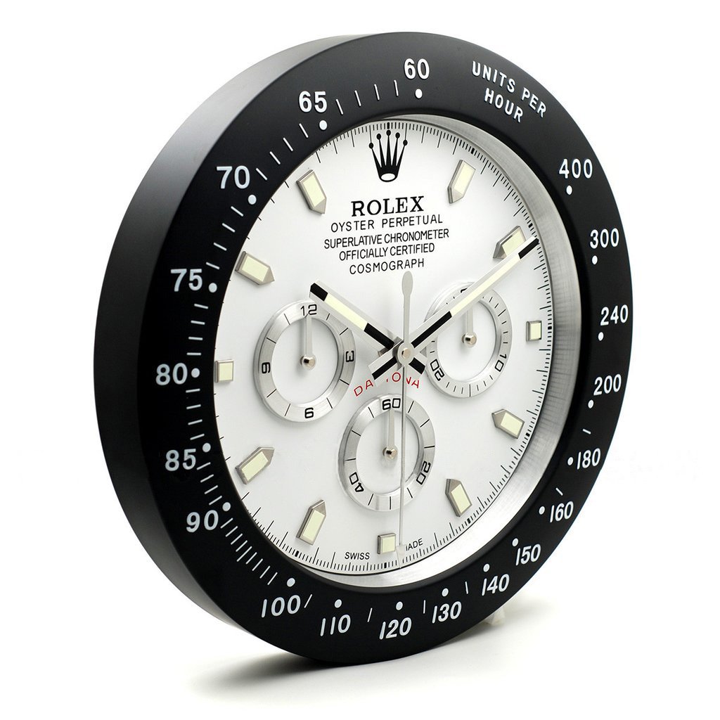 WALL CLOCK – DAYTONA WHITE DIAL BLACK BEZEL