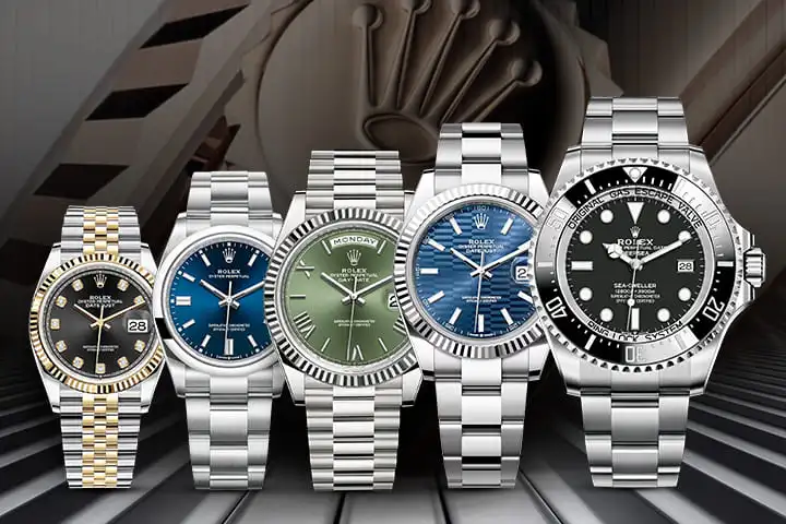 Rolex case size comparison chart for men and women