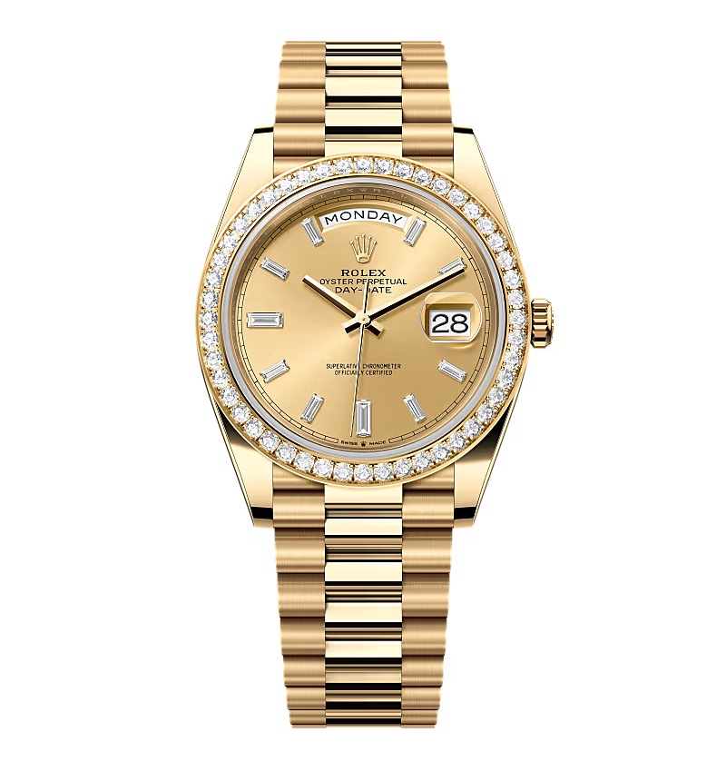 Superclone Rolex Day-Date Champagne Diamond Dial 228348rbr-0002 40 mm