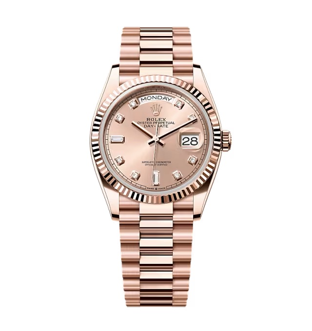 Superclone Rolex Day-Date Rosé Diamond Dial 128235-0009 36 mm