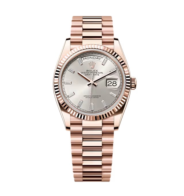 Superclone Rolex Day-Date Silver Diamond Dial 128235-0087 36 mm
