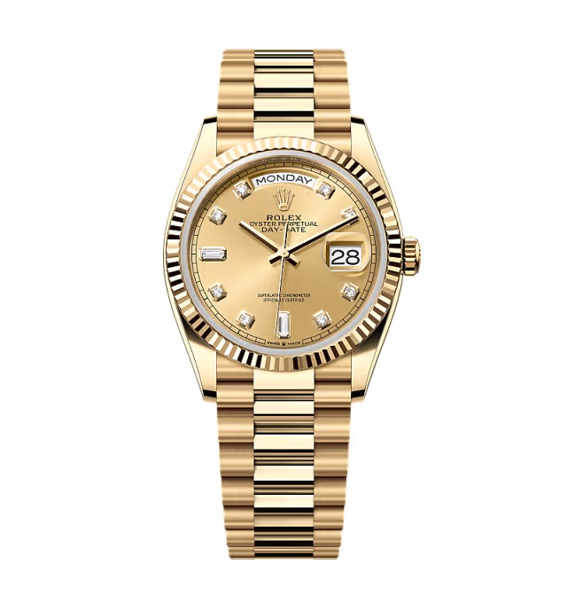 Superclone Rolex Day-Date Champagne Diamond Dial 128238-0008 36 mm