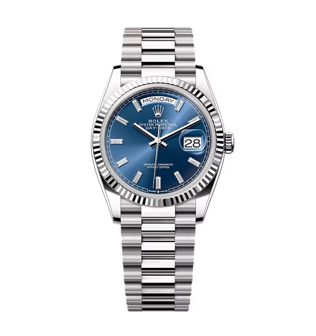 Superclone Rolex Day-Date Bright Blue Diamond Dial 128239-0069 36 mm