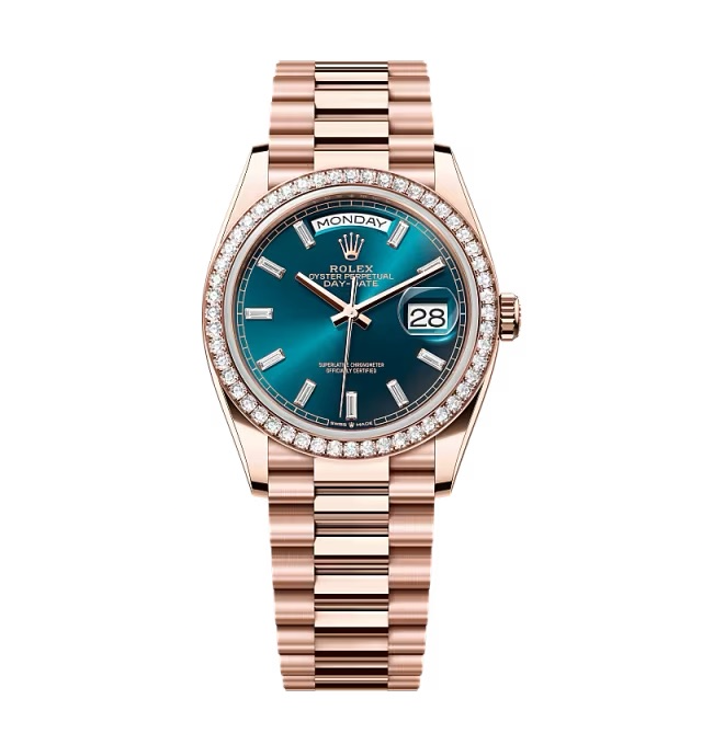 Superclone Rolex Day-Date Blue-Green Diamond Dial 128345rbr-0083 36 mm
