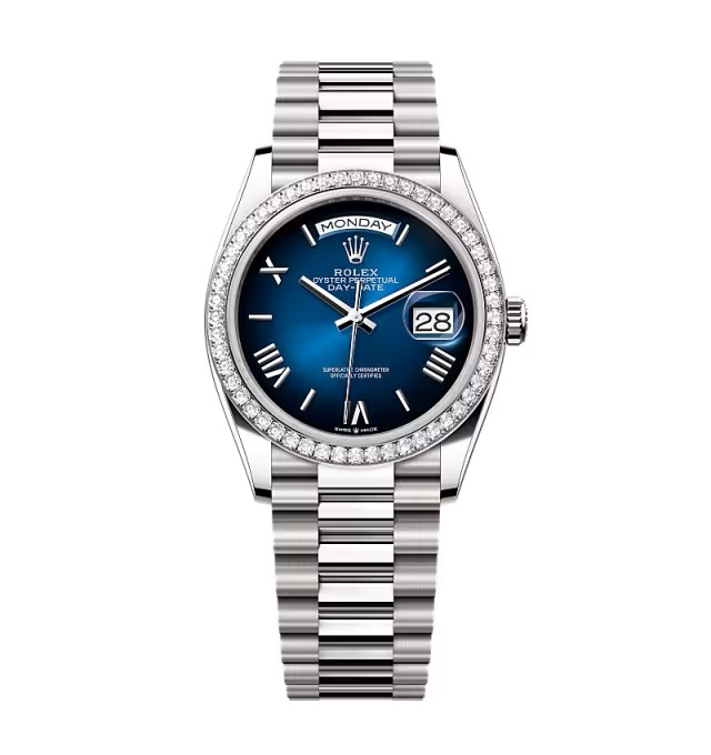 Superclone Rolex Day-Date Blue Ombré Dial 128349rbr-0047 36 mm