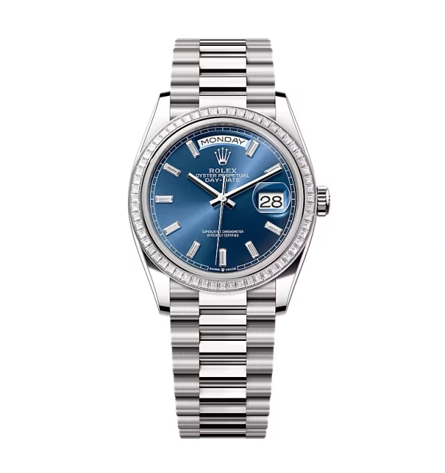 Superclone Rolex Day-Date Bright Blue Diamond Dial 128399tbr-0027 36 mm