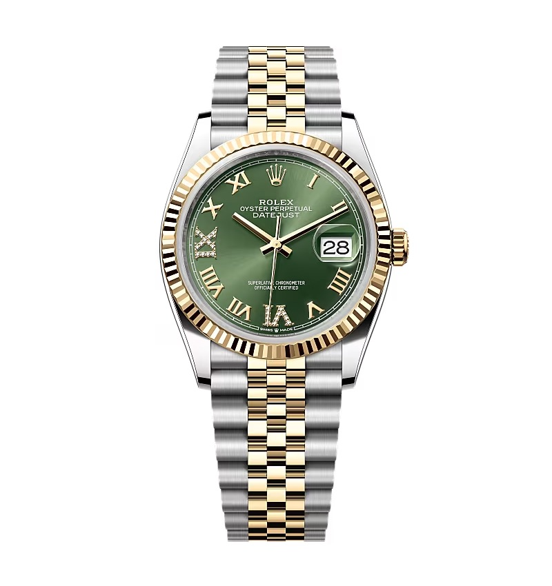 Rolex Datejust Olive Green Roman Diamond Dial 126233-0025 36 mm