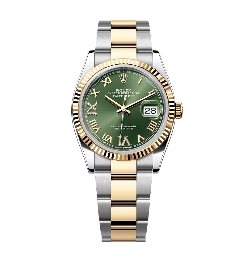 Rolex Datejust Olive Green Roman Diamond Dial 126233-0026 36 mm