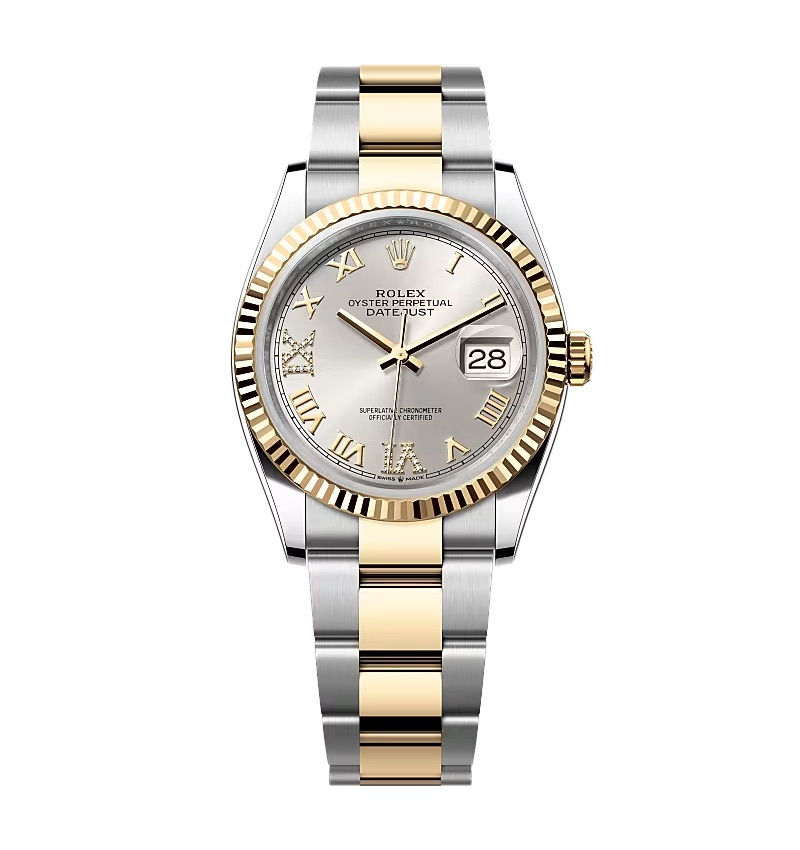Rolex Datejust Silver Roman Diamond Dial 126233-0032 36 mm