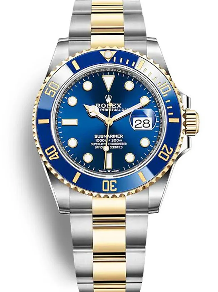 Super Clone Rolex Submariner Bluesy Blue Dial Blue Bezel Two Tone Gold Oyster Bracelet