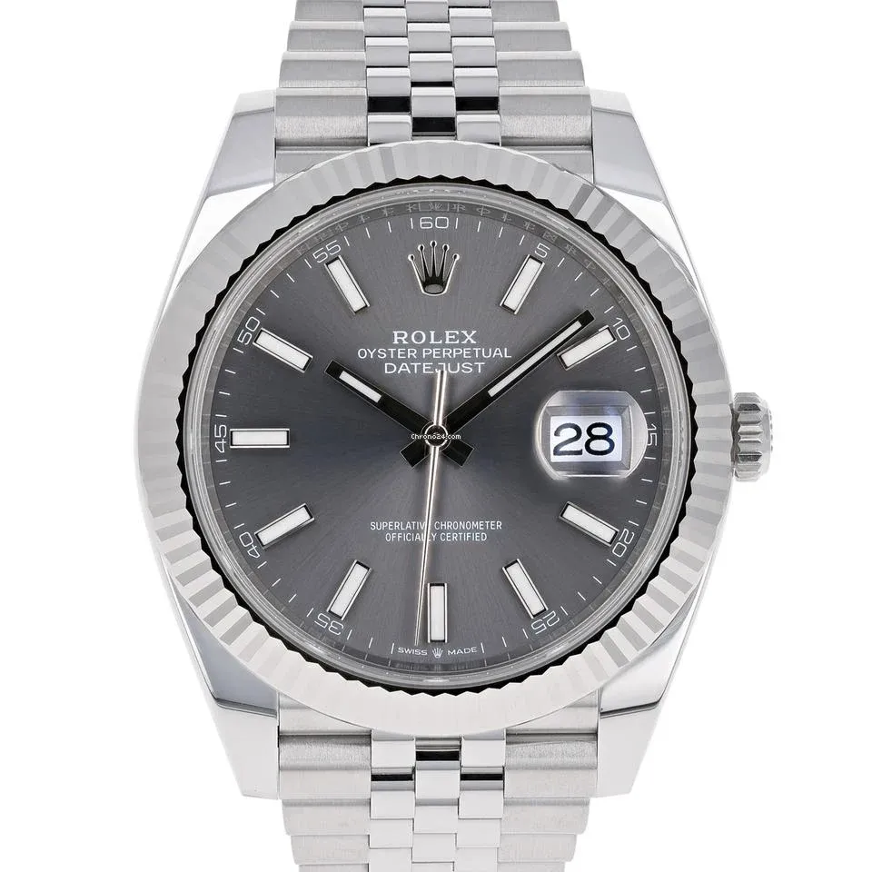 Super Clone Rolex Rhodium Dial Fluted Bezel Jubilee Bracelet
