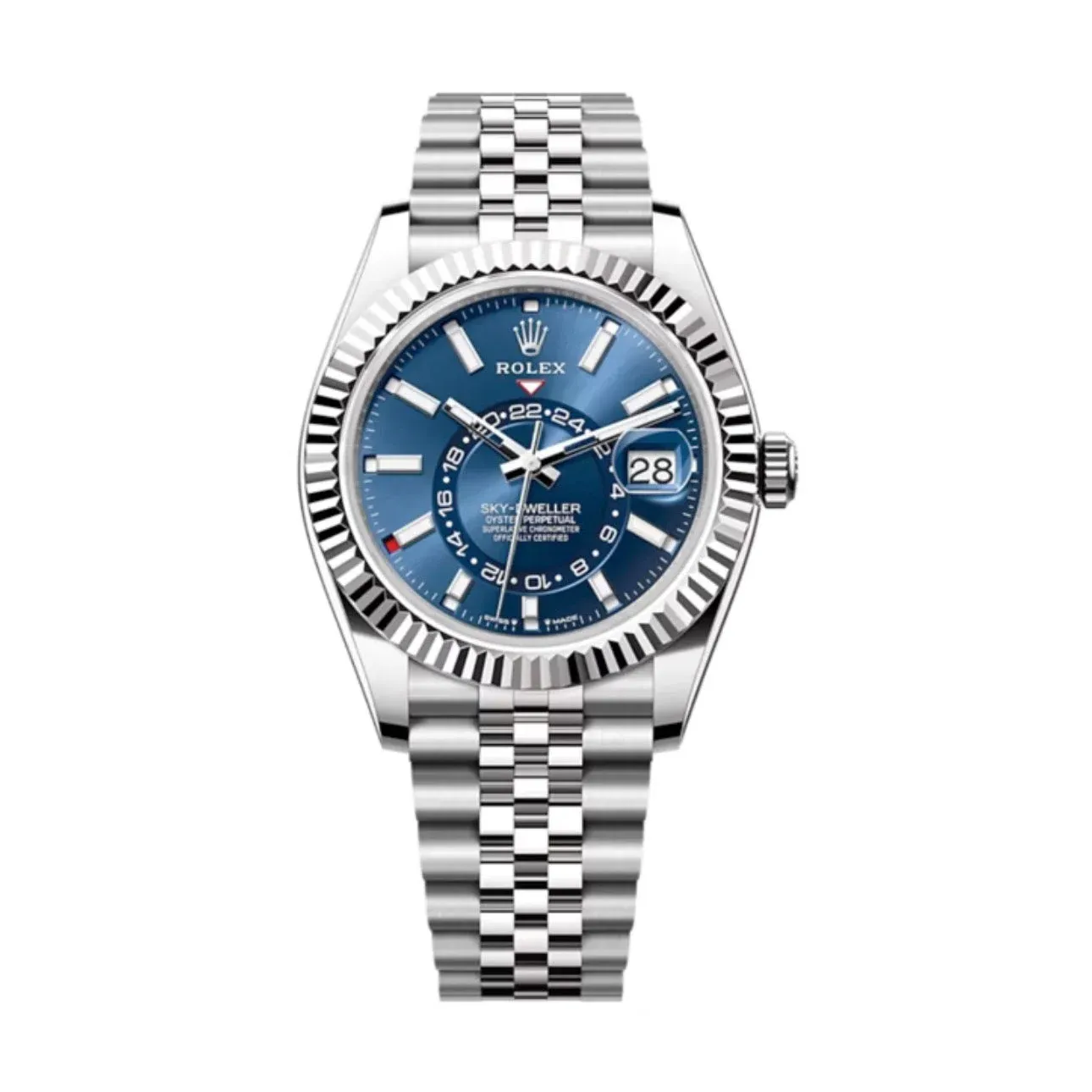 Super Clone Rolex Sky Dweller Blue Dial Fluted Bezel Jubilee Bracelet