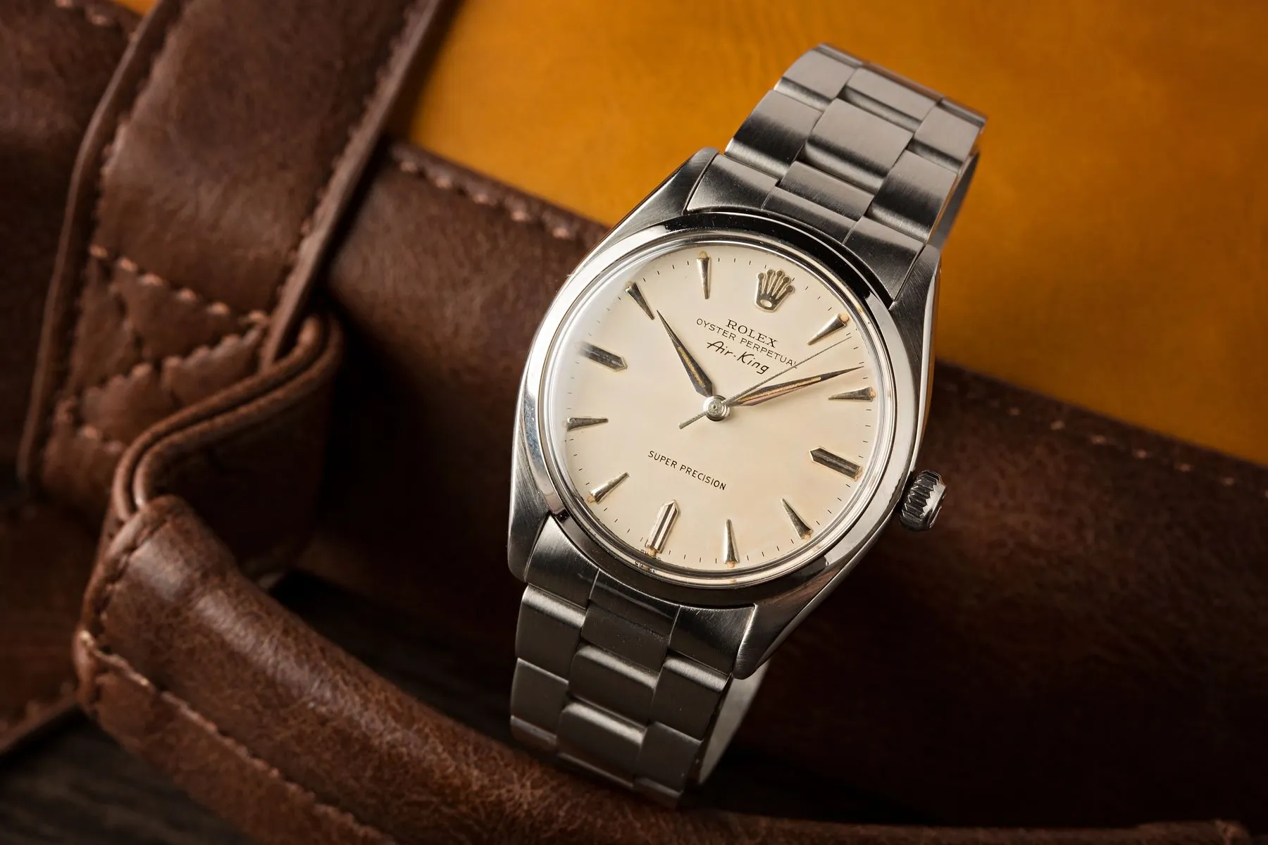 Vintage Rolex Air-King white dial Oyster bracelet showing classic proportions