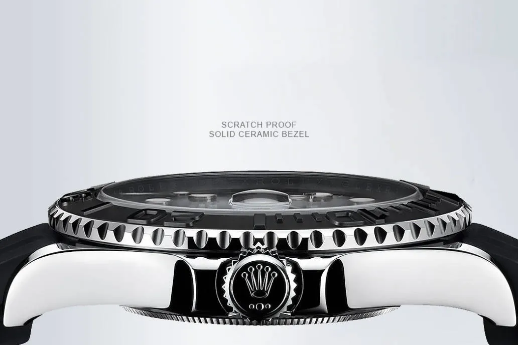 Scratch-proof Cerachrom ceramic bezel bottom view – 2025