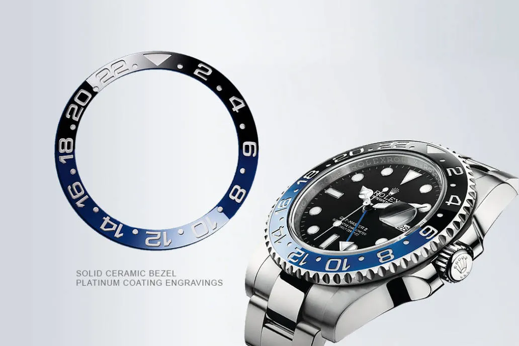 Ceramic bezel with platinum-filled engraving – GMT 2025