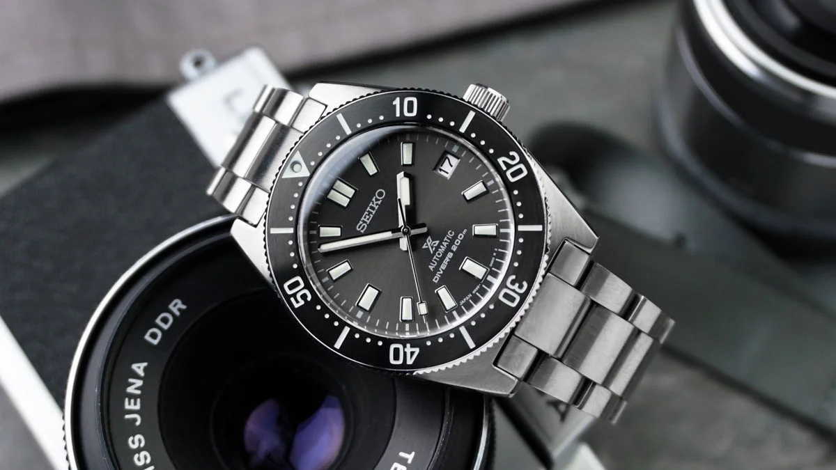Seiko Prospex SPB143 heritage dive watch with grey dial on steel bracelet