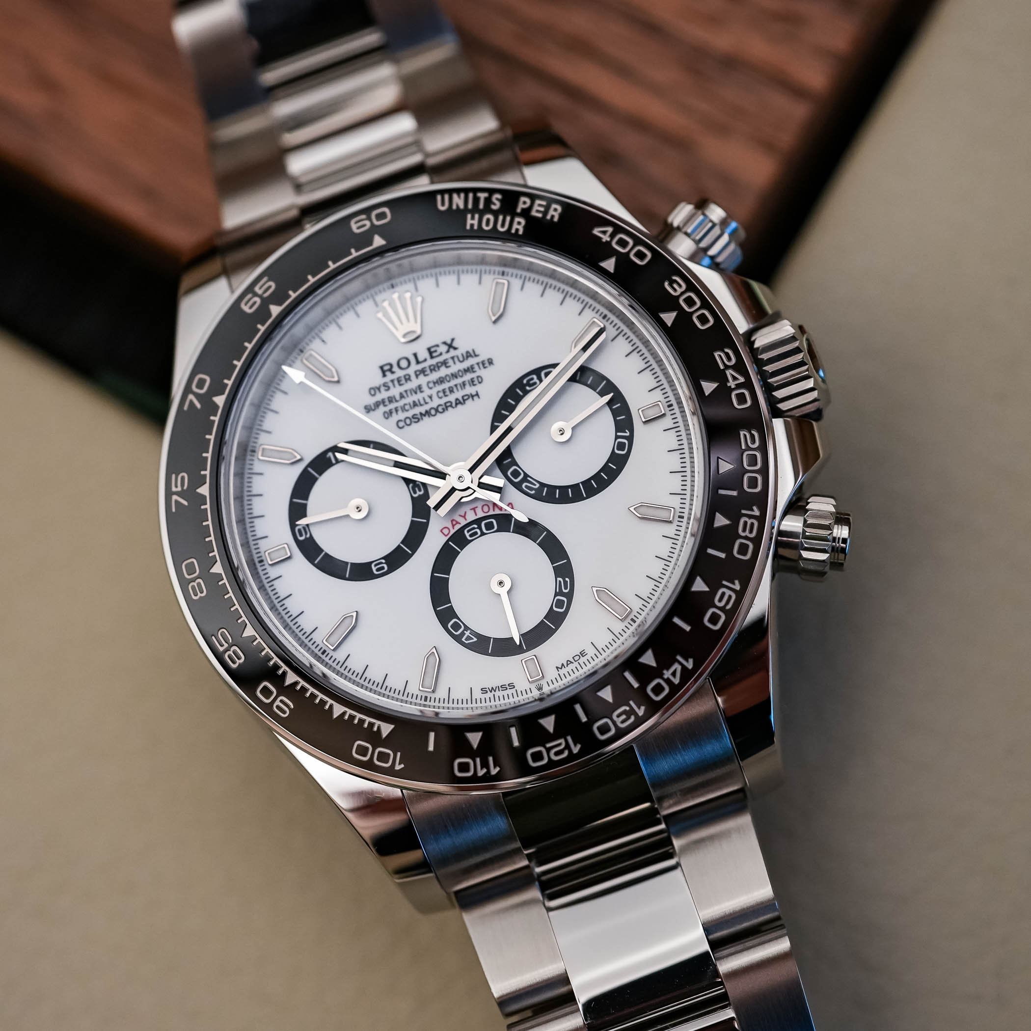 Rolex Daytona ref 126500LN chronograph watch with black Cerachrom bezel