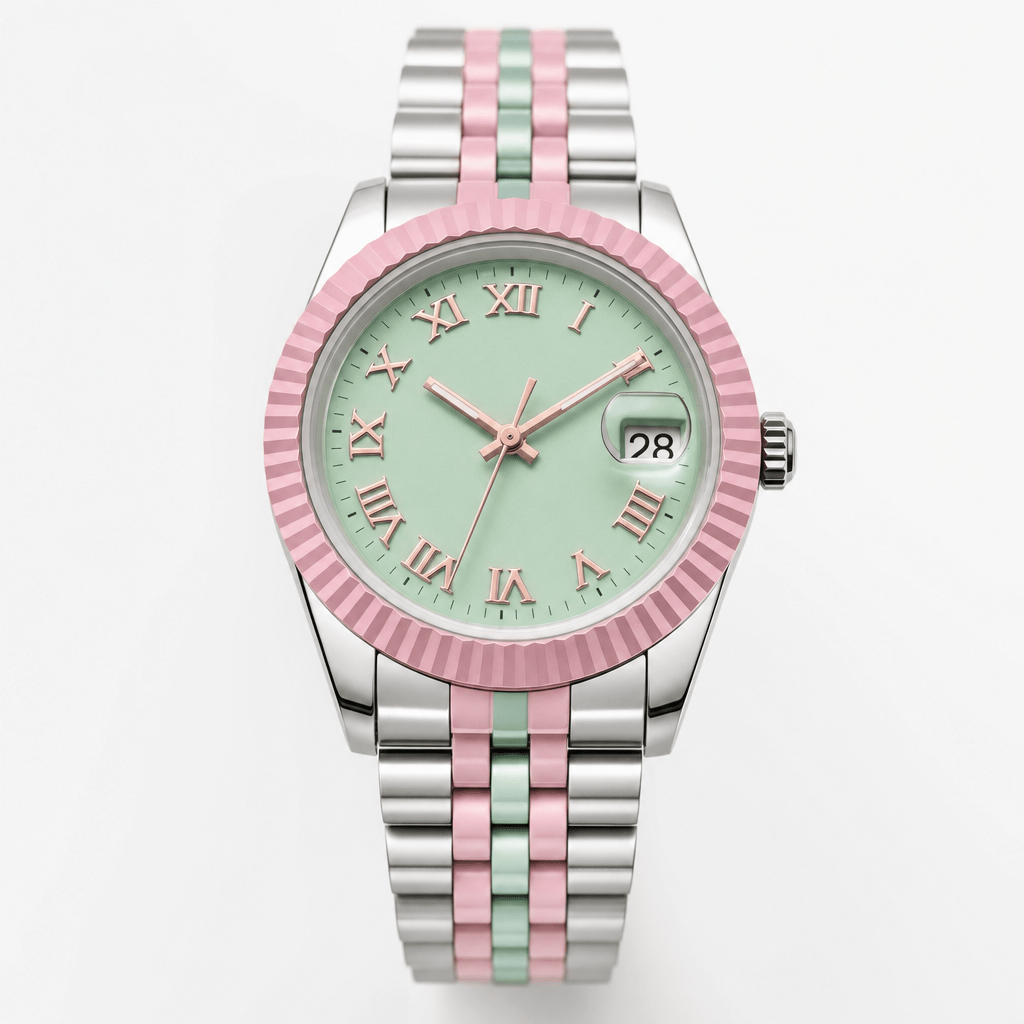 DateJust Pop concept watch - candy-color fluted bezel for Swatch Rolex collaboration