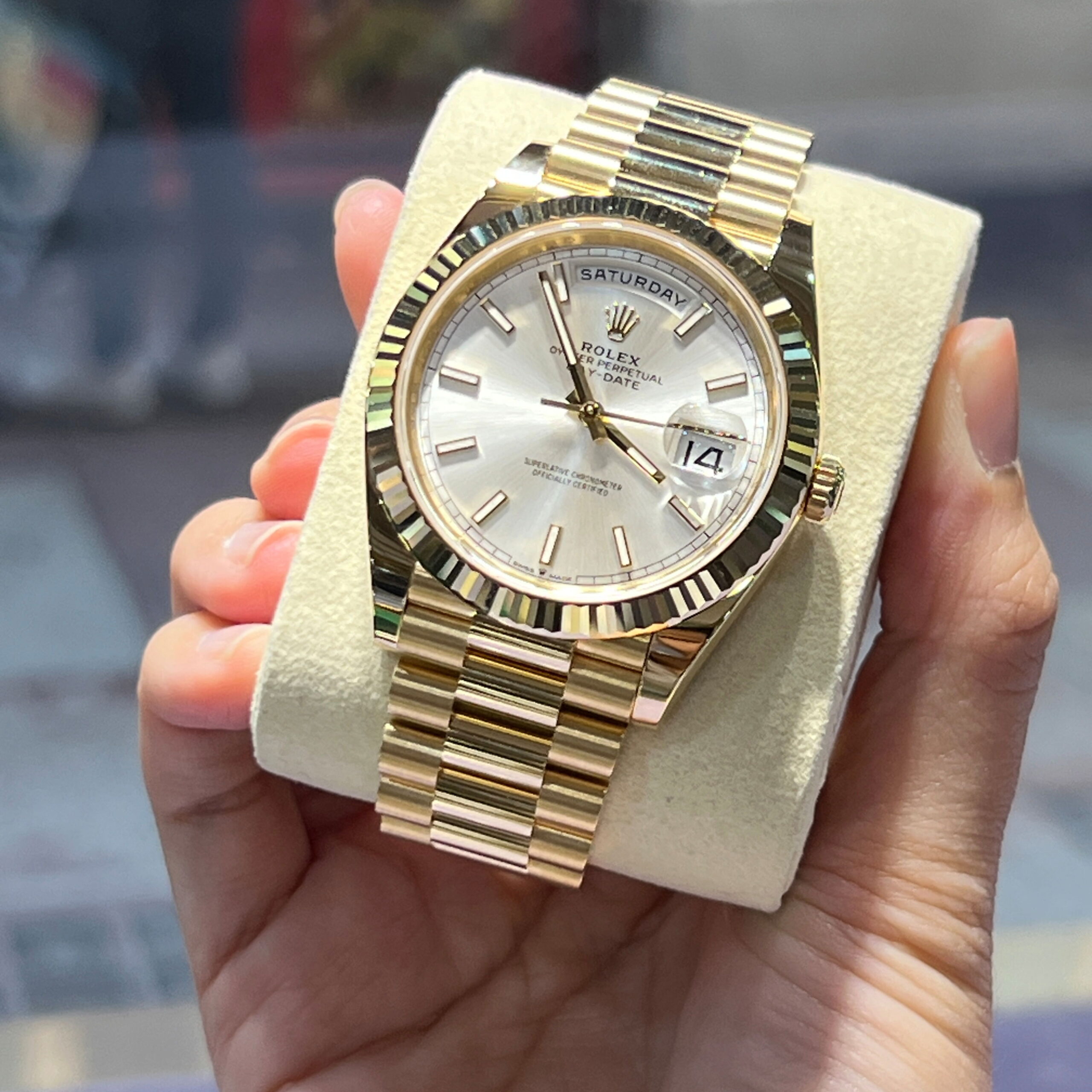 Rolex Day-Date 40 yellow gold reference 228238 President bracelet 2026 model